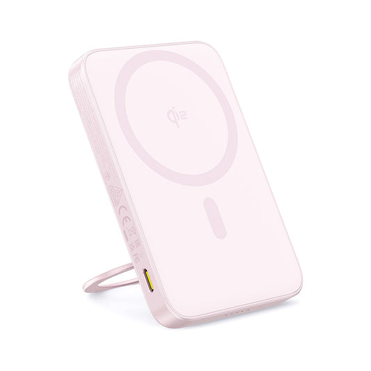 Baterie Externa Wireless Baseus PicoGo, 5000mAh, 20W, PD + FQI, 1 x QI - 1 x USB-C, Roz P10076800413-00