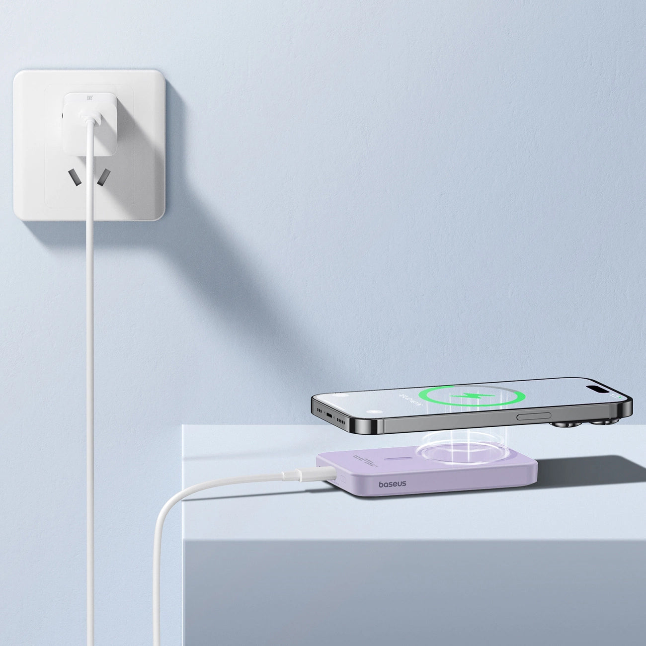 Baterie Externa Wireless Baseus Magnetic Mini, 5000mAh, 20W, PD + FQI, 1 x QI - 1 x USB-C, Mov P10022107513