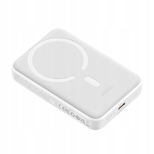 Baterie Externa Wireless Baseus Magnetic Mini, 10000mAh, 30W, PD + FQI, 1 x QI - 1 x USB-C, Alba PPCX110202