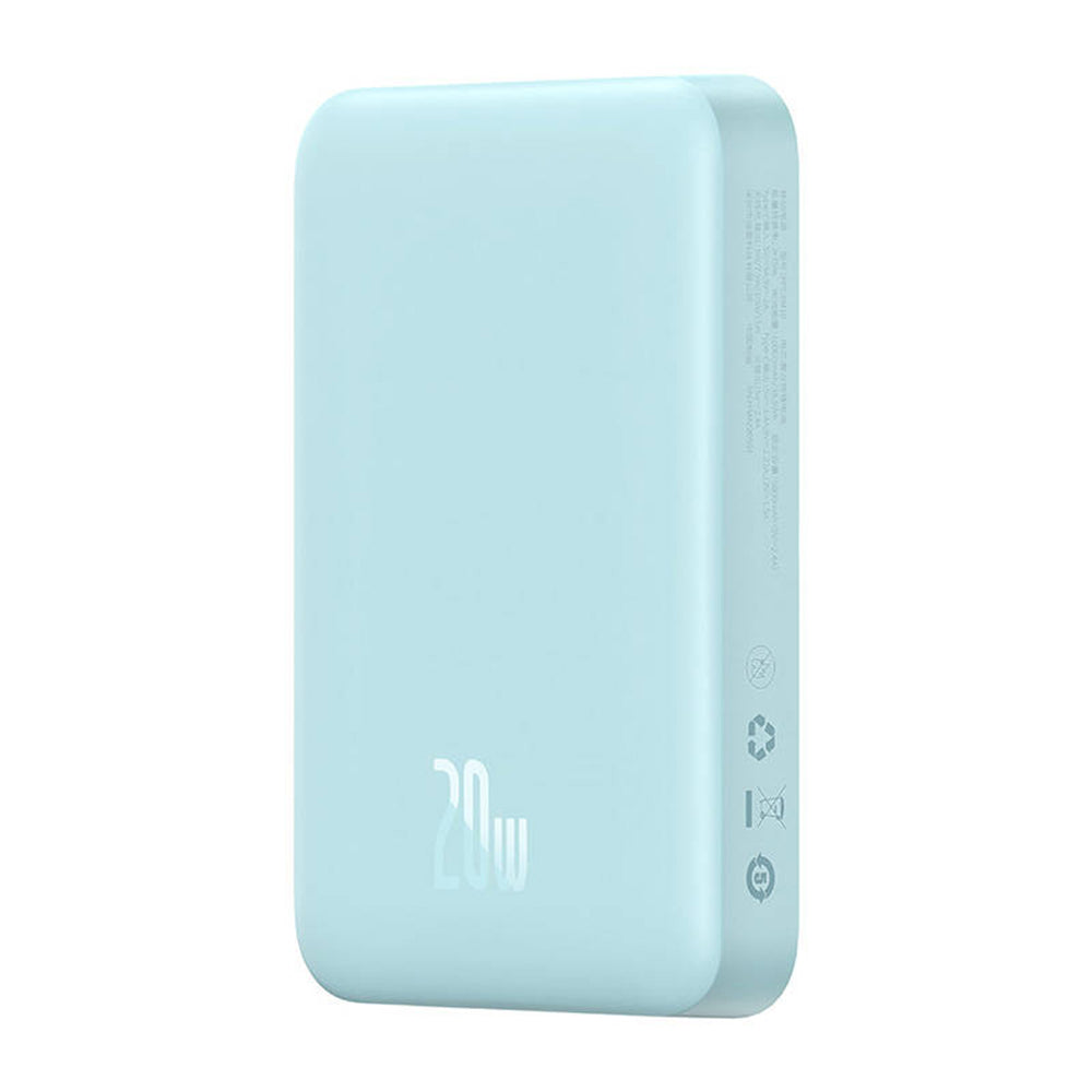 Baterie Externa Wireless Baseus Magnetic Mini, 10000mAh, 20W, PD + FQI, 1 x QI - 1 x USB-C, Albastra PPCX110103