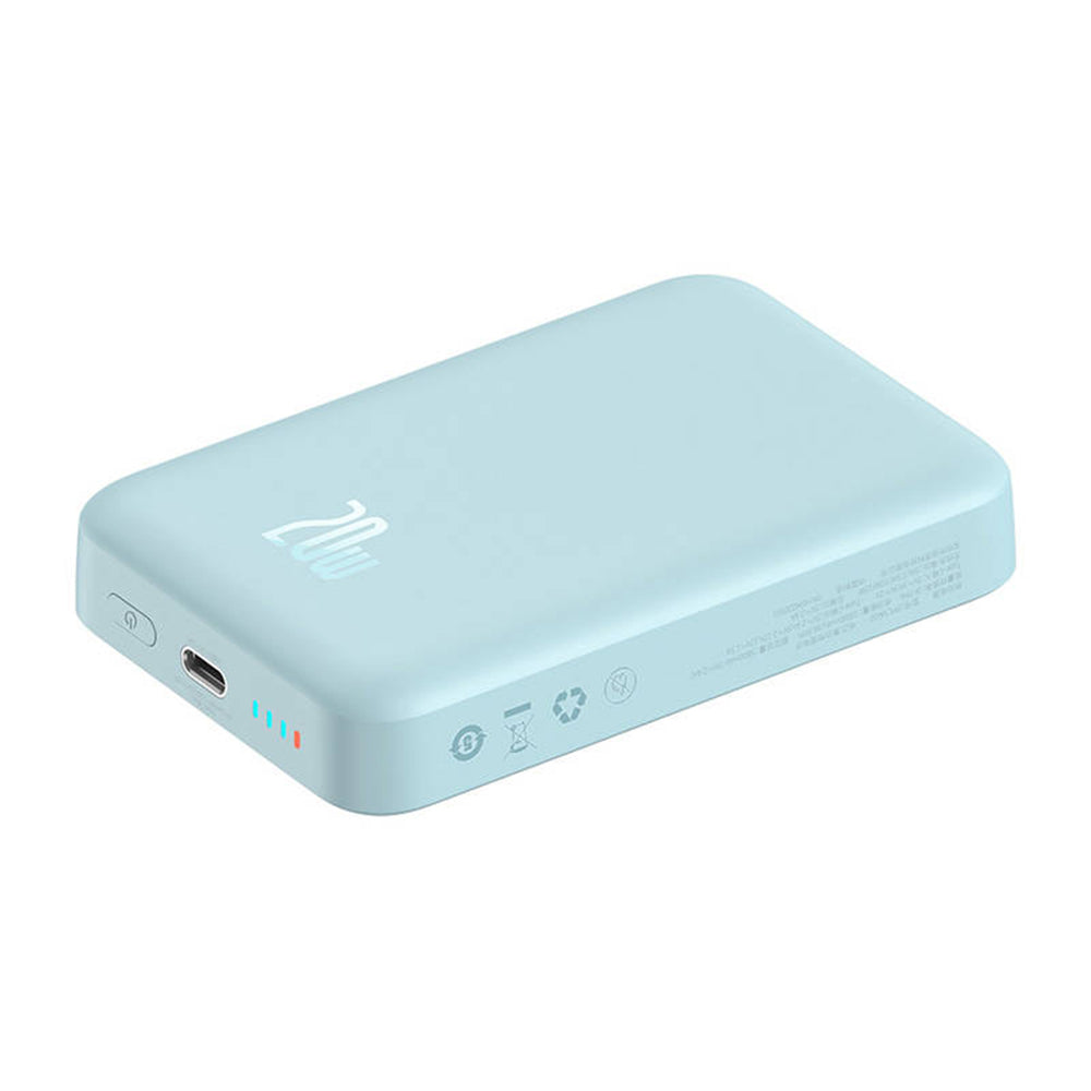 Baterie Externa Wireless Baseus Magnetic Mini, 10000mAh, 20W, PD + FQI, 1 x QI - 1 x USB-C, Albastra PPCX110103