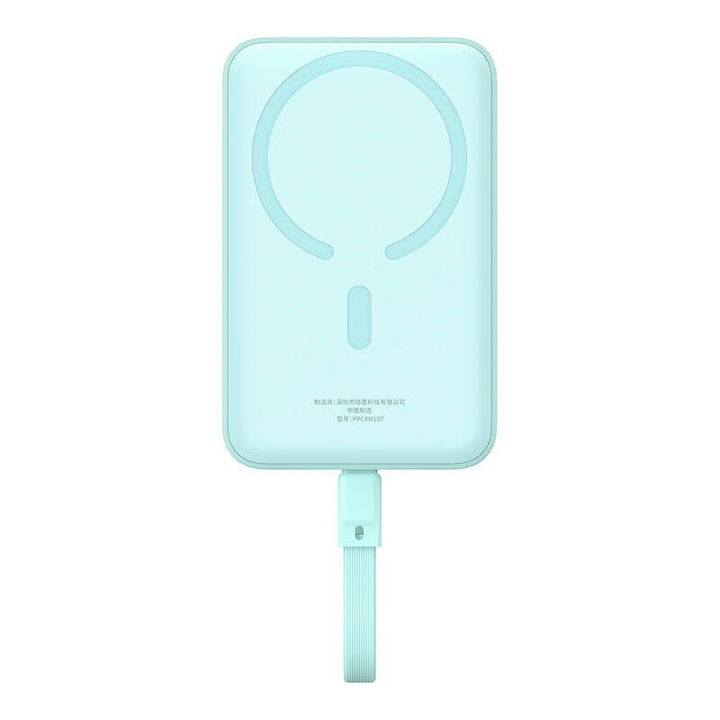 Baterie Externa Wireless Baseus Magnetic Mini, 10000mAh, 30W, PD + FQI, 1 x Lightning - 1 x QI - 1 x USB-C, Albastra P1002210B333-00