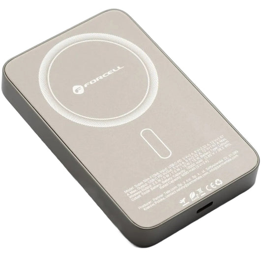 Baterie Externa Wireless Forcell F5K8, 5000mAh, 15W, PD + FQI, 1 x QI - 1 x USB-C, Aurie