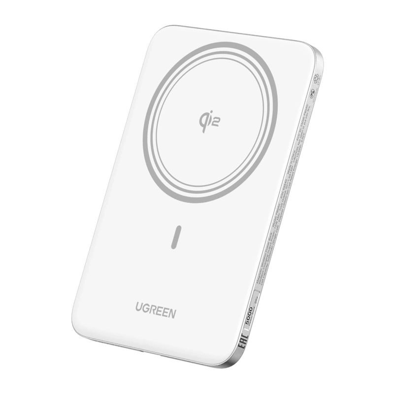 Baterie Externa Wireless UGREEN PB580 (95931B), 5000mAh, 20W, PD + FQI, 1 x QI - 1 x USB-C, Alba