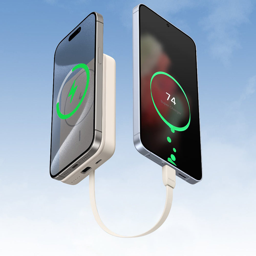 Baterie Externa Wireless UGREEN PB760, 10000mAh, 20W, PD + FQI, 1 x QI - 1 x USB-C, Bej