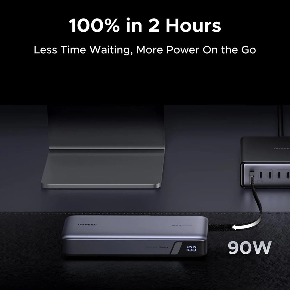 Baterie Externa UGREEN PB726 (55995B), 25000mAh, 165W, QC + PD, 1 x USB-A - 3 x USB-C, Gri