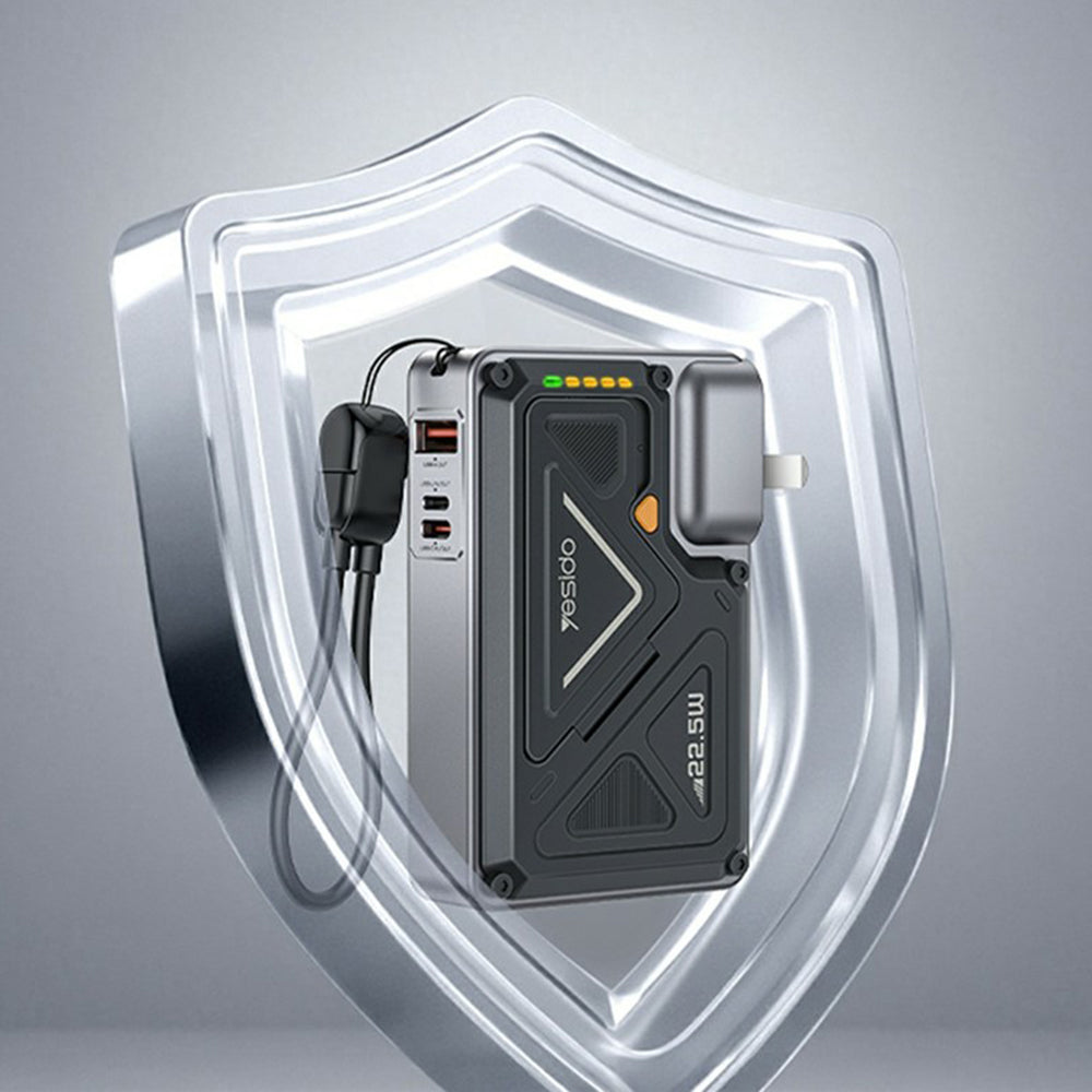 Baterie Externa Yesido YP89, 10000mAh, 22.5W, QC + PD + FQI, 1 x Lightning - 1 x QI - 1 x USB-A - 1 x USB-C, Gri