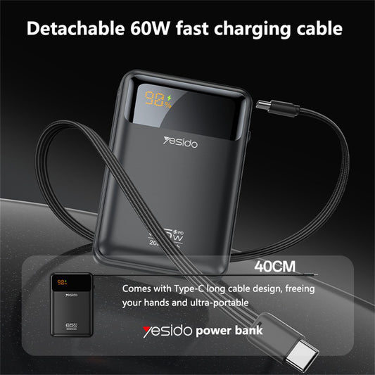 Baterie Externa Yesido YP97, 20000mAh, 65W, PD, 2 x USB-C, Gri