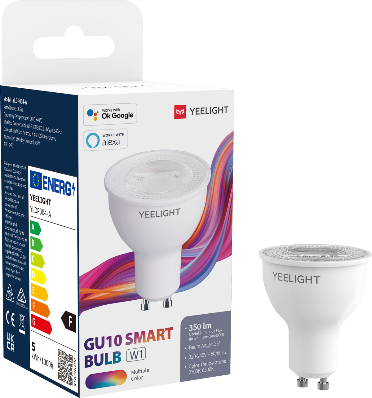 Bec LED Yeelight W1, Wi-Fi, GU10, 4.5W, 2700K - 6500K, 350lm, Multicolor YLDP004-A
