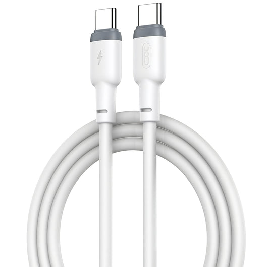 Cablu Date si Incarcare USB-C - USB-C XO Design NB208B, 60W, 1m, Alb
