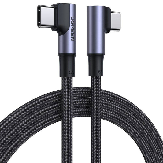 Cablu Date si Incarcare USB-C - USB-C UGREEN US335 Angled, 100W, 2m, Negru