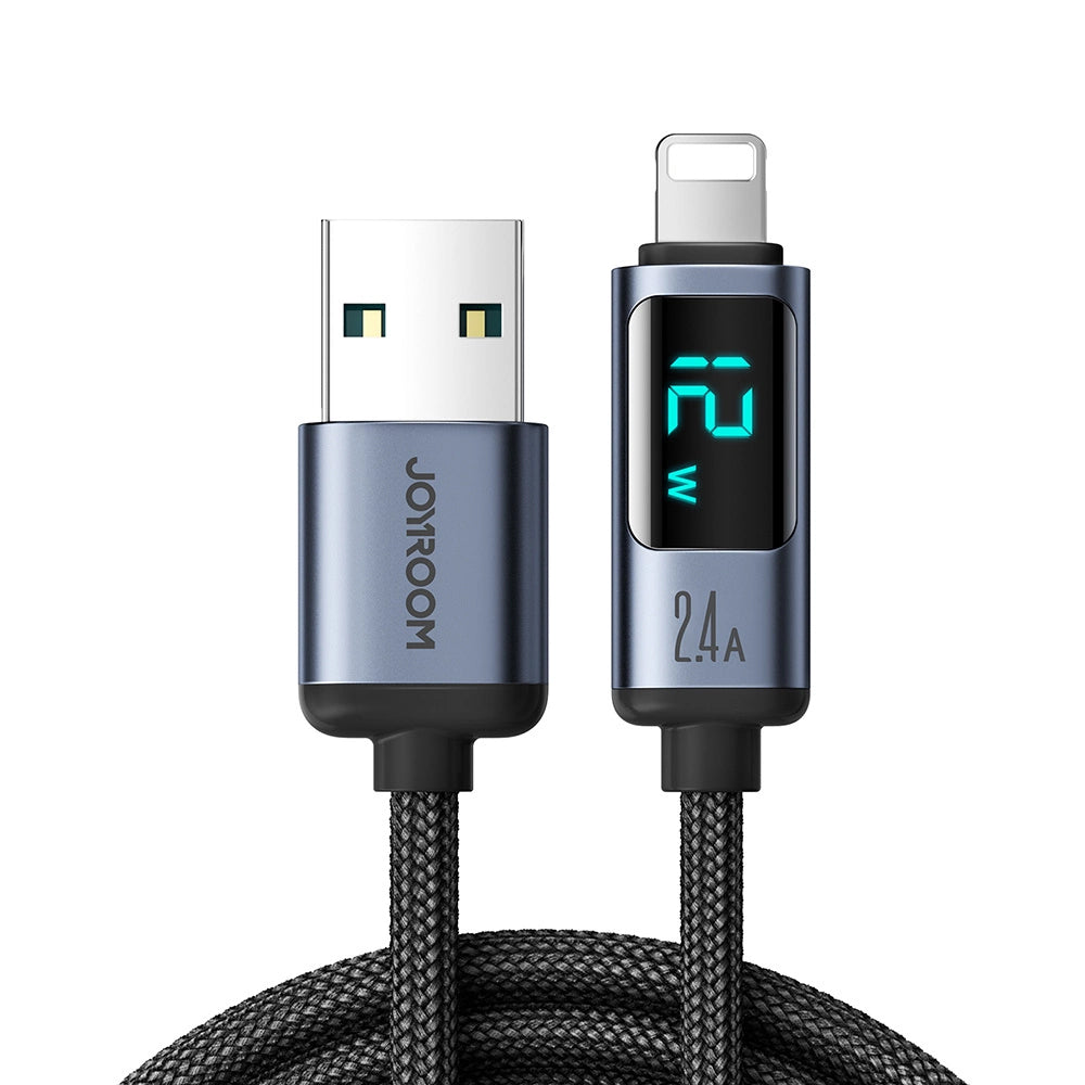 Cablu Date si Incarcare USB-A - Lightning Joyroom S-A16 Prism Display, 12W, 1.2m, Negru