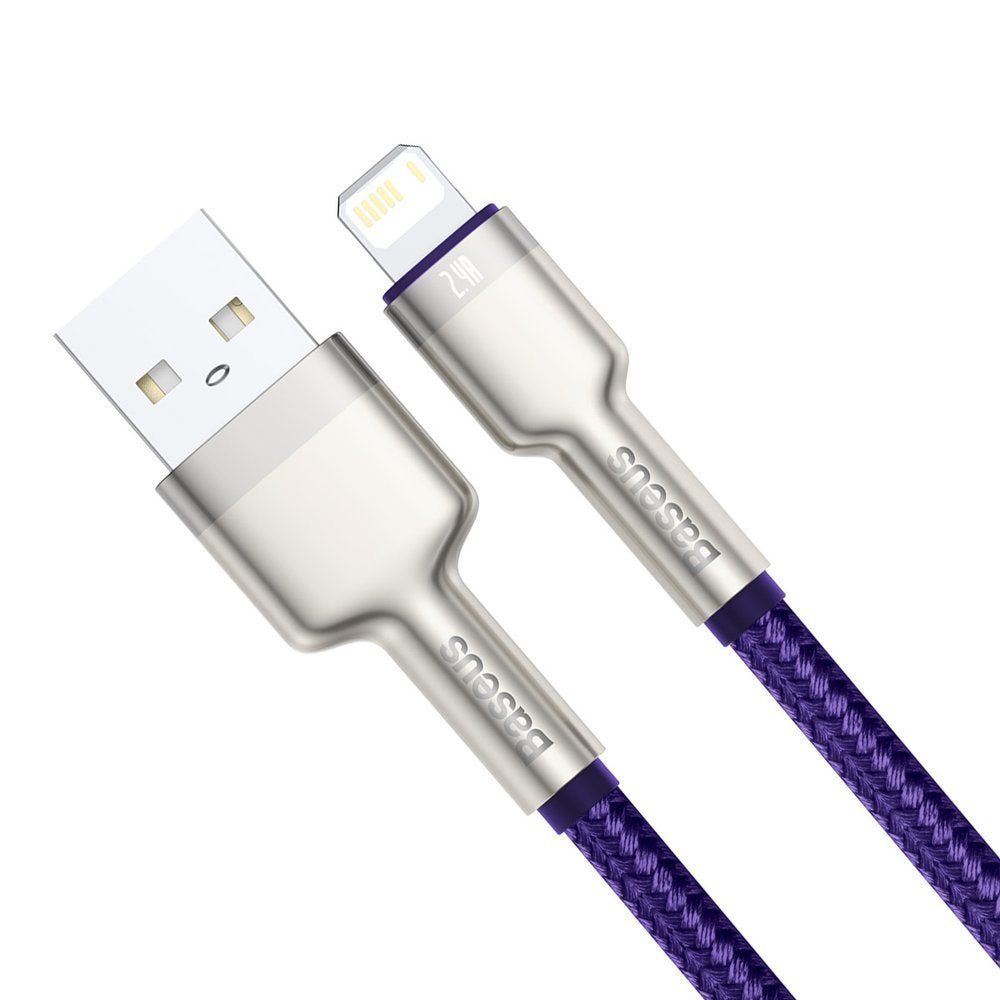 Cablu Date si Incarcare USB-A - Lightning Baseus Cafule Metal Series, 18W, 2m, Mov CALJK-B05