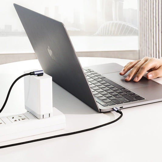 Cablu Date si Incarcare USB Type-C la USB Type-C UGREEN US255, Angled 90, 1 m, 60W, 3A, Gri