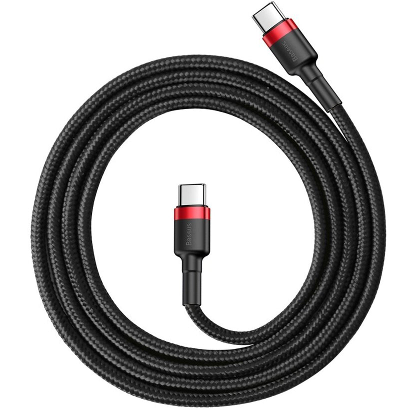 Cablu Date si Incarcare USB-C - USB-C Baseus Cafule, 60W, 1m, Rosu CATKLF-G91