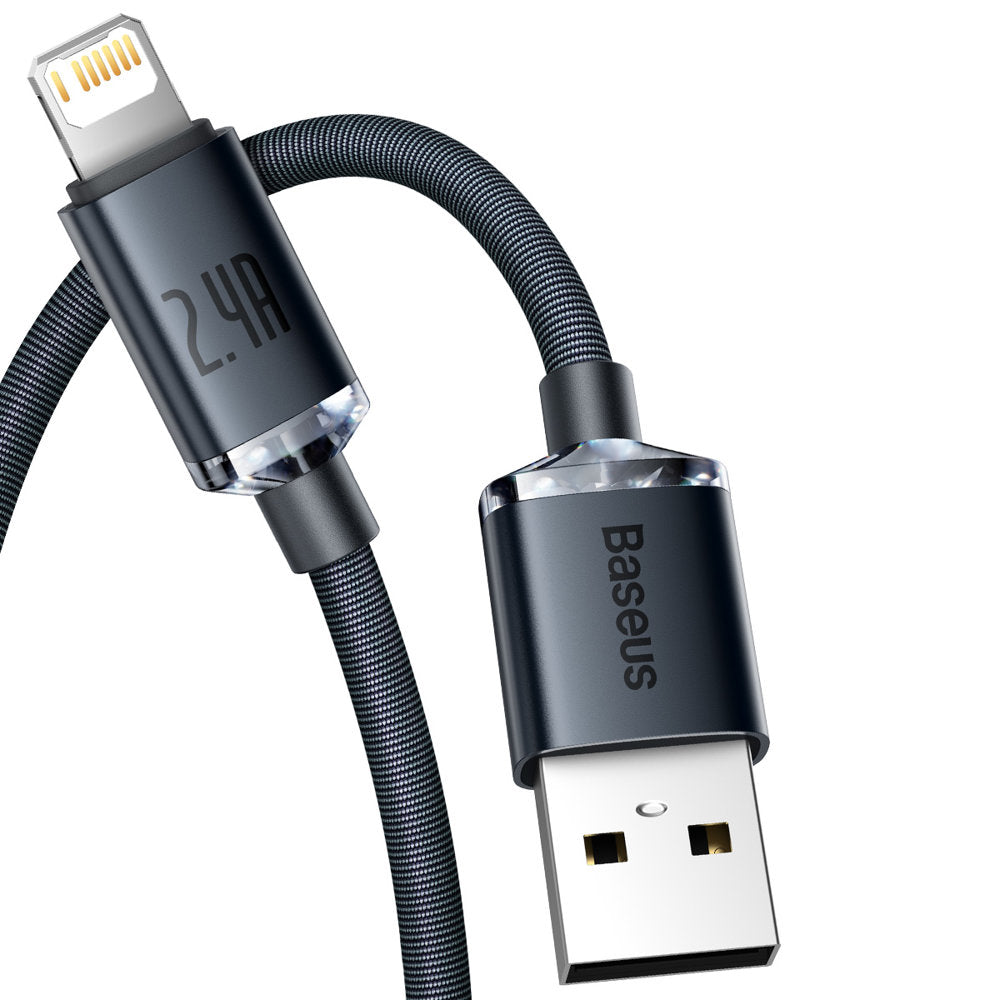 Cablu Date si Incarcare USB-A - Lightning Baseus Crystal Shine Series, 20W, 1.2m, Negru CAJY000001