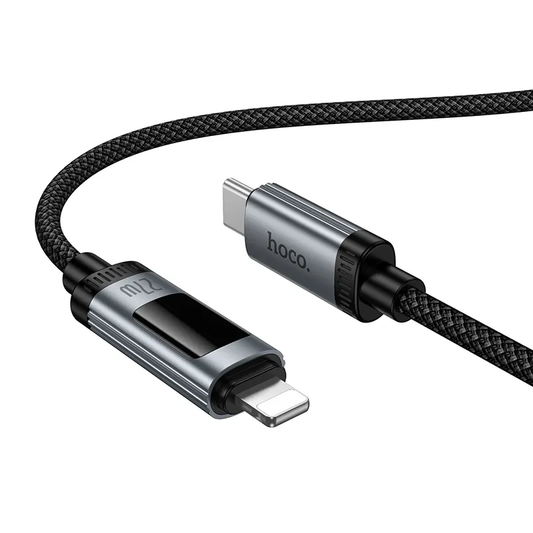 Cablu Date si Incarcare USB-C - Lightning HOCO Display U148, 27W, 1.2m, Negru