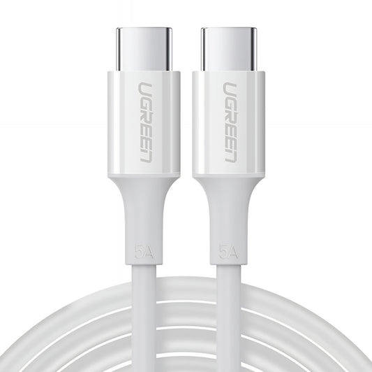 Cablu Date si Incarcare USB-C - USB-C UGREEN US300, 100W, 2m, Alb