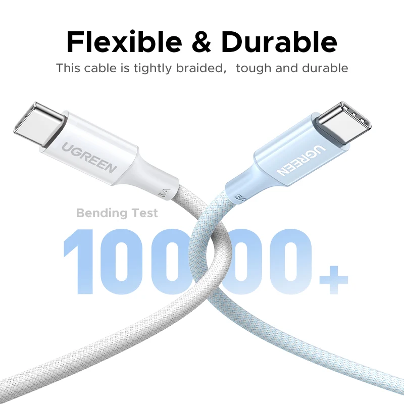 Cablu Date si Incarcare USB-C - USB-C UGREEN L502 (35221), 100W, 2m, Alb