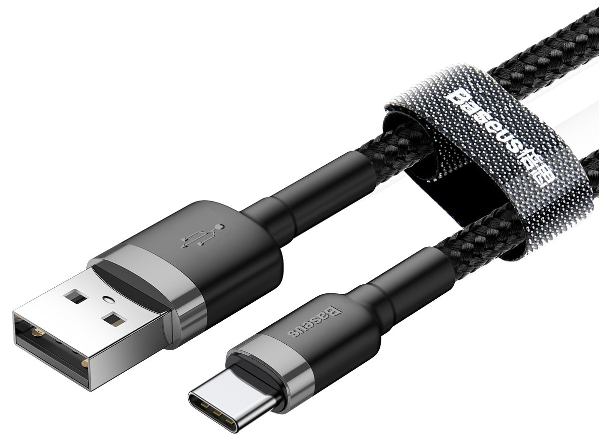Cablu Date si Incarcare USB-A - USB-C Baseus Cafule, 60W, 1m, Gri CATKLF-BG1