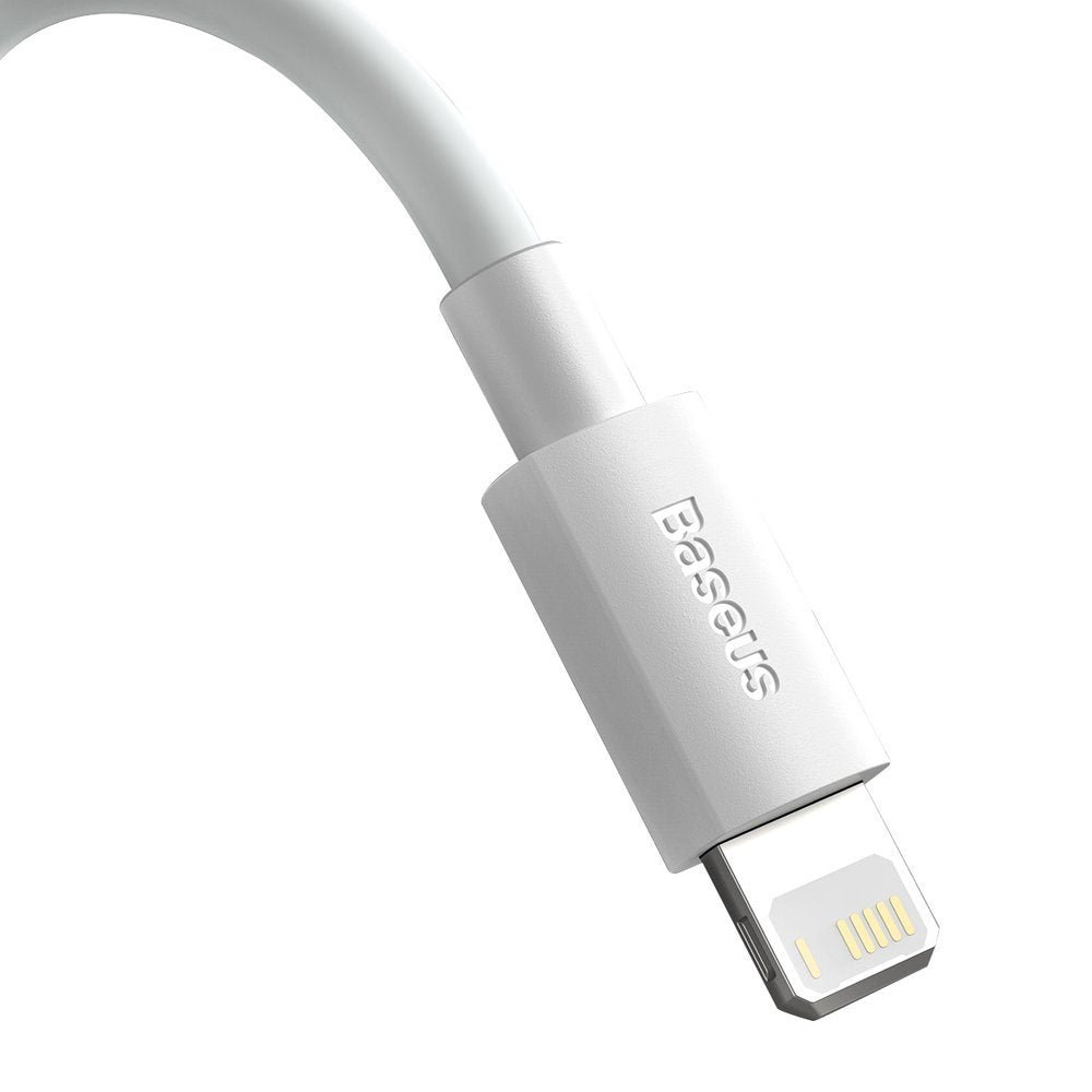 Cablu Date si Incarcare USB-A - Lightning Baseus Simple Wisdom, 18W, 1.5m, Set 2 bucati, Alb TZCALZJ-02