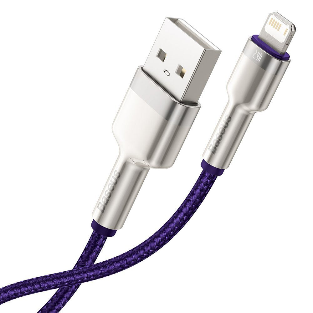 Cablu Date si Incarcare USB-A - Lightning Baseus Cafule Metal Series, 18W, 2m, Mov CALJK-B05