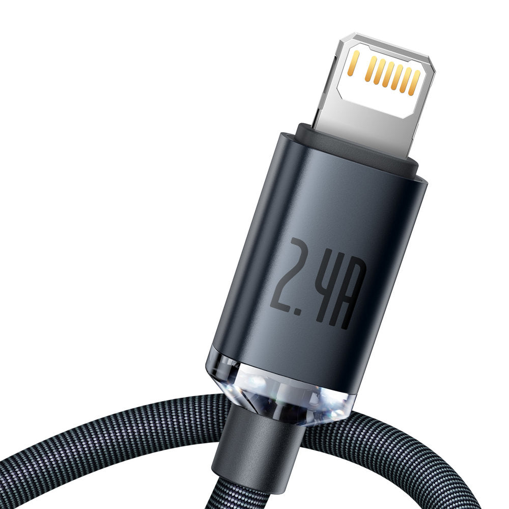 Cablu Date si Incarcare USB-A - Lightning Baseus Crystal Shine Series, 20W, 1.2m, Negru CAJY000001