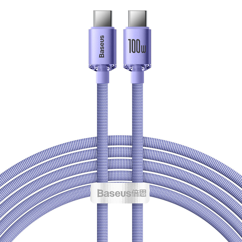 Cablu Date si Incarcare USB-C - USB-C Baseus Crystal Shine Series, 100W, 2m, Mov CAJY000705