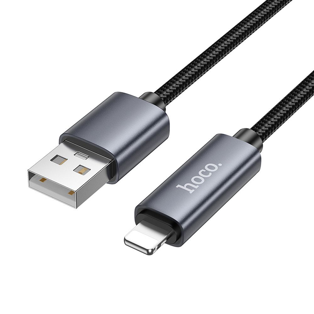 Cablu Date si Incarcare USB-A - Lightning HOCO Display X112, 18W, 1m, Negru
