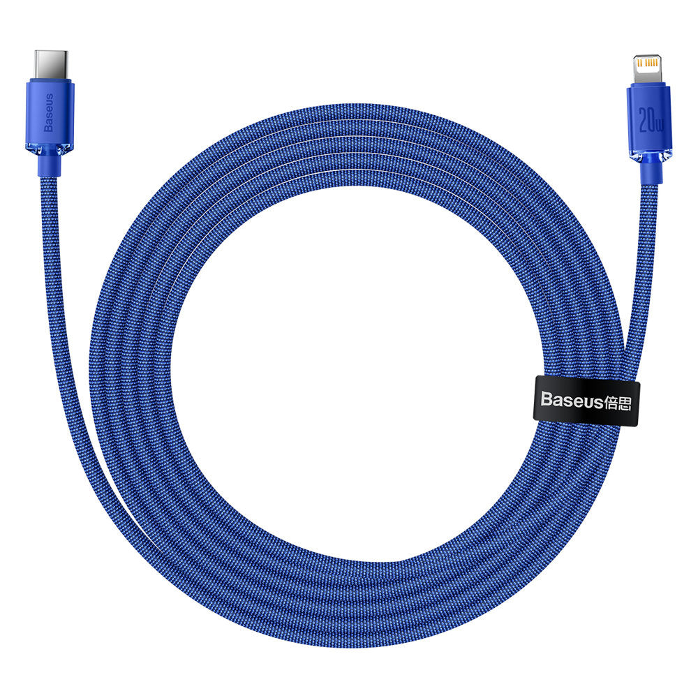 Cablu Date si Incarcare USB-C - Lightning Baseus Crystal Shine Series, 20W, 1.2m, Albastru CAJY000203