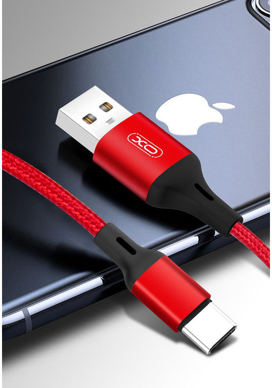 Cablu Date si Incarcare USB-A - USB-C XO Design NB143, 18W, 2m, Rosu