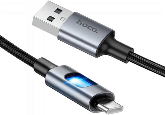 Cablu Date si Incarcare USB-A - USB-C HOCO U144 Led, 18W, 1.2m, Negru