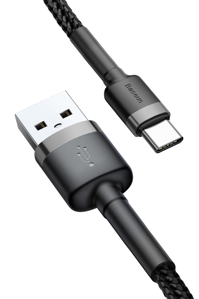 Cablu Date si Incarcare USB-A - USB-C Baseus Cafule, 60W, 1m, Gri CATKLF-BG1
