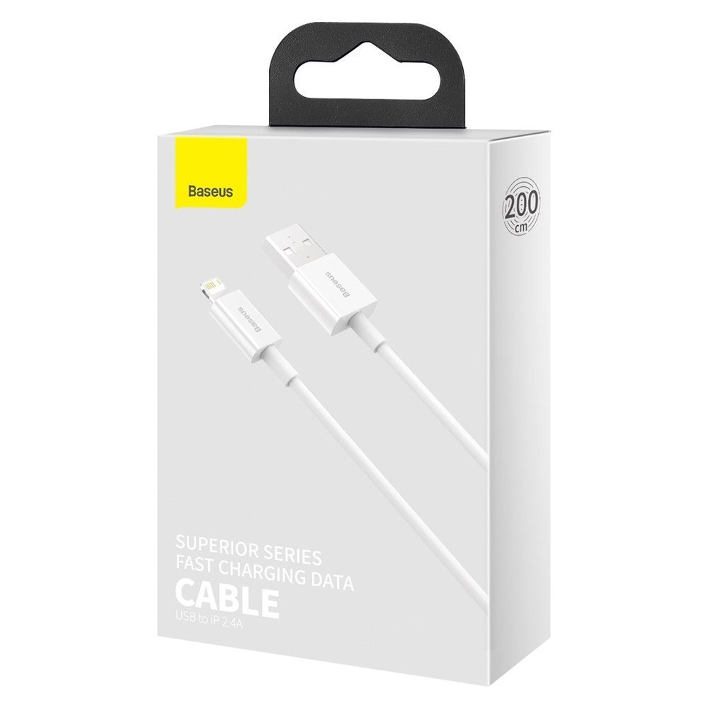 Cablu Date si Incarcare USB-A - Lightning Baseus Superior Series, 20W, 2m, Alb CALYS-C02