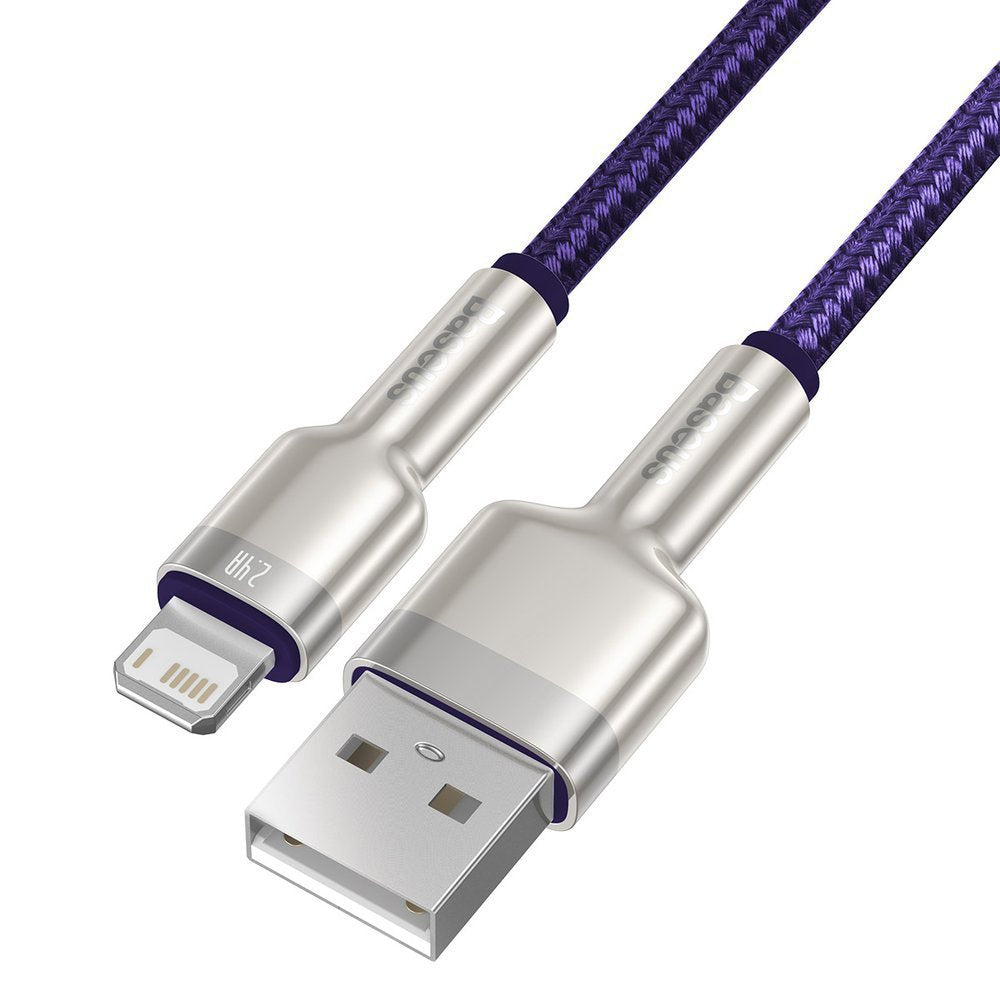 Cablu Date si Incarcare USB-A - Lightning Baseus Cafule Metal Series, 18W, 2m, Mov CALJK-B05
