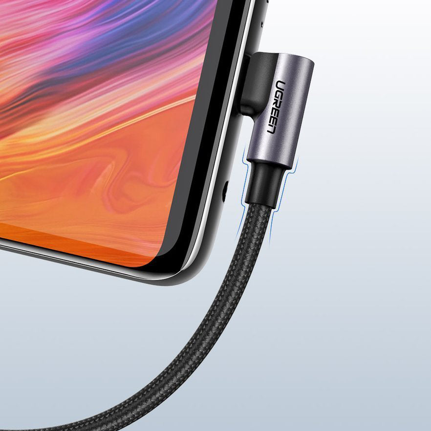 Cablu Date si Incarcare USB-A - USB-C UGREEN US284 Angled, 18W, 3m, Gri
