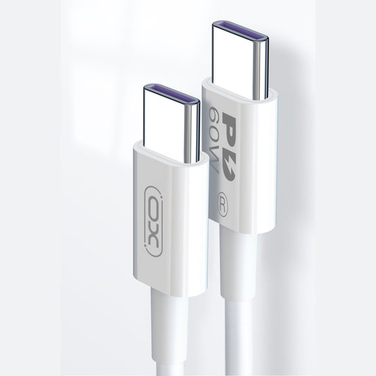 Cablu Date si Incarcare USB-C - USB-C XO Design NB-Q190A, 60W, 1m, Alb