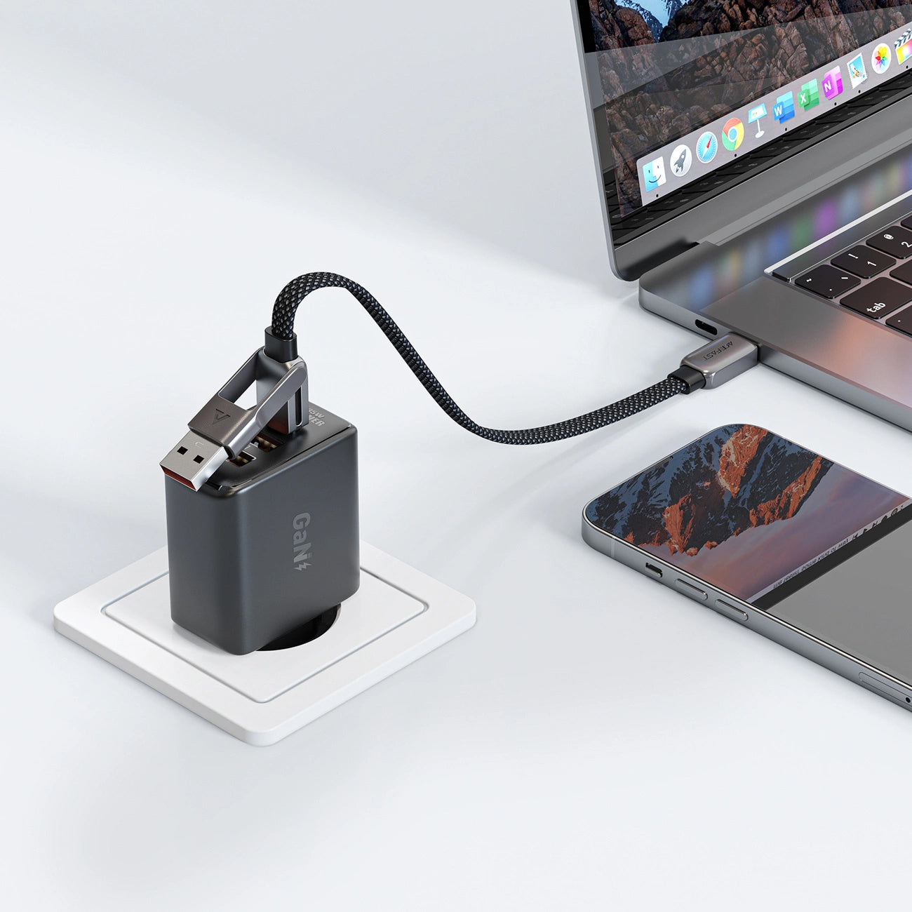 Cablu Date si Incarcare USB-C - USB-A / USB-C Acefast C13-05, 60W, 0.2m, Negru