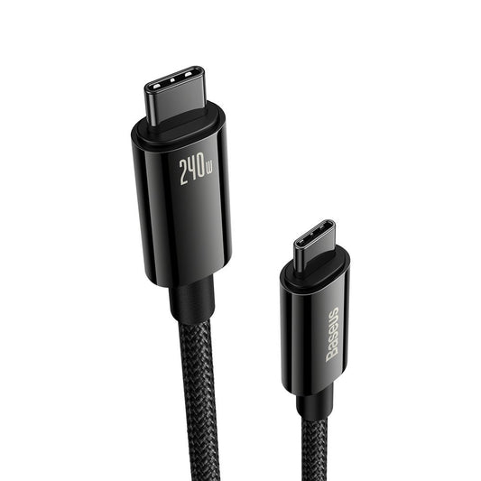Cablu Date si Incarcare USB-C - USB-C Baseus Tungsten Gold, 240W, 2m, Negru CAWJ040101