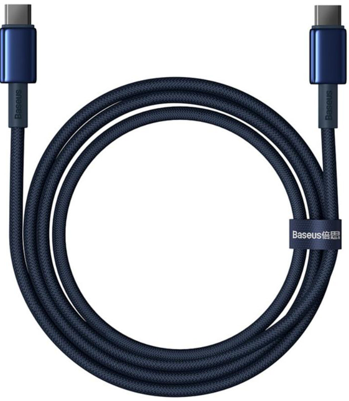Cablu Date si Incarcare USB-C - USB-C Baseus Tungsten Gold, 100W, 1m, Bleumarin P10319800321-03