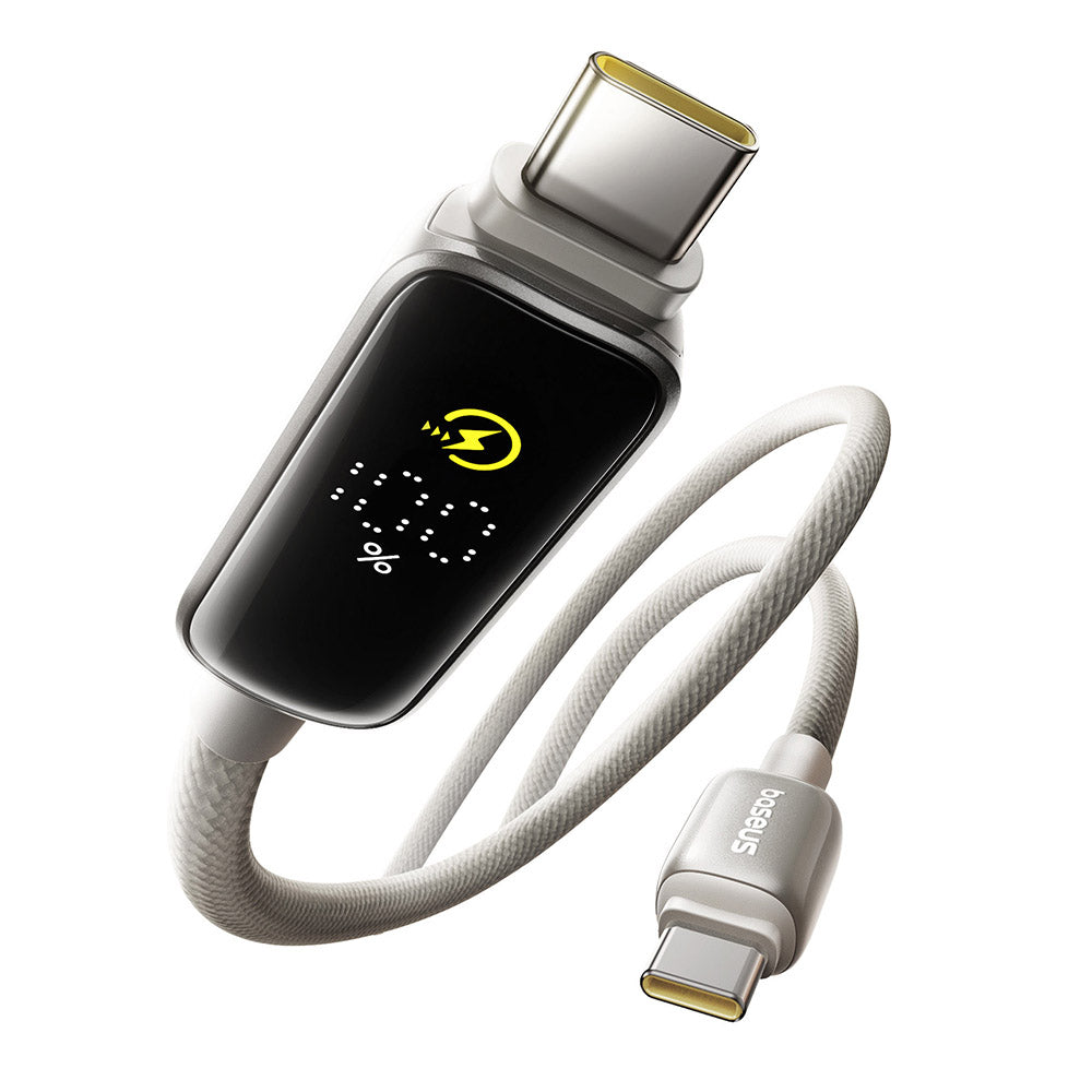 Cablu Date si Incarcare USB-C - USB-C Baseus Vipow Display, 100W, 1m, Gri P10381802851-00