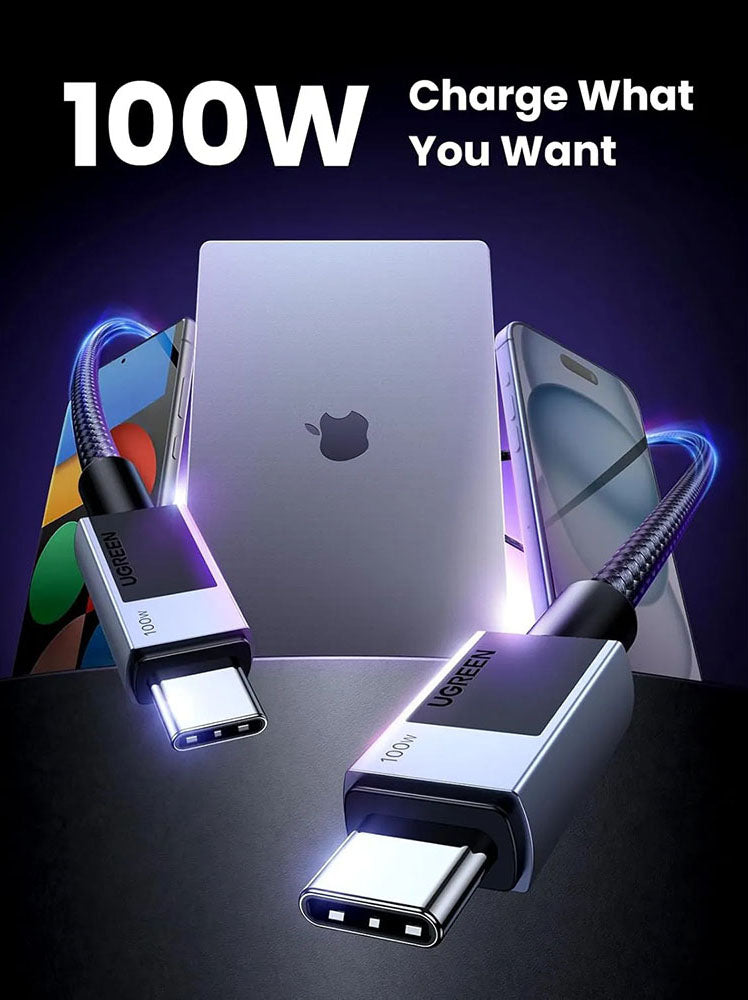 Cablu Date si Incarcare USB-C - USB-C UGREEN L512, 100W, 0.5m, Gri