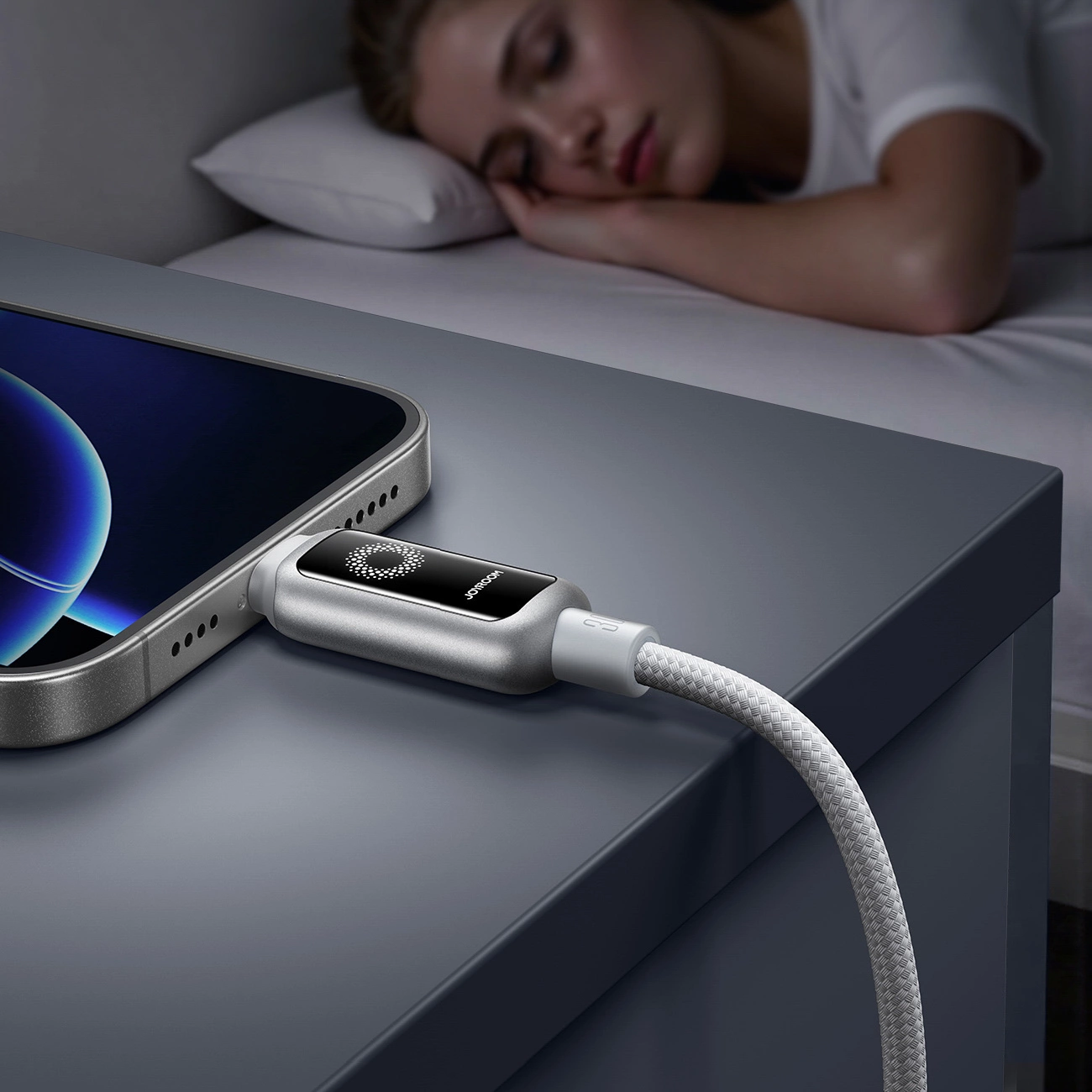 Cablu Date si Incarcare USB-C - Lightning Joyroom S-A55 StarFlight Display, 30W, 1.2m, Alb