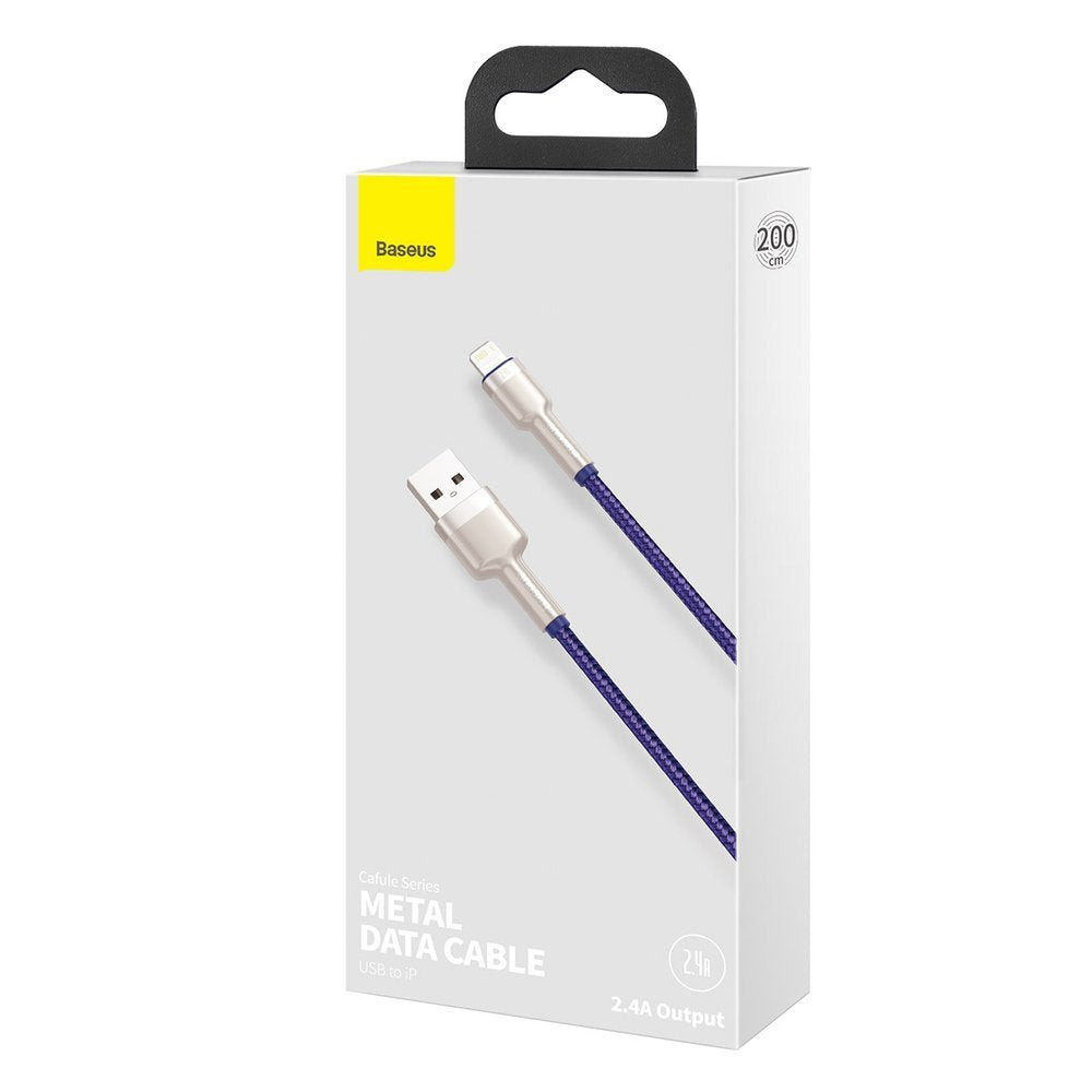 Cablu Date si Incarcare USB-A - Lightning Baseus Cafule Metal Series, 18W, 2m, Mov CALJK-B05