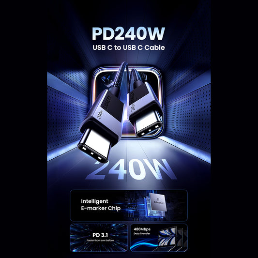 Cablu Date si Incarcare USB-C - USB-C UGREEN L513, 240W, 2m, Negru