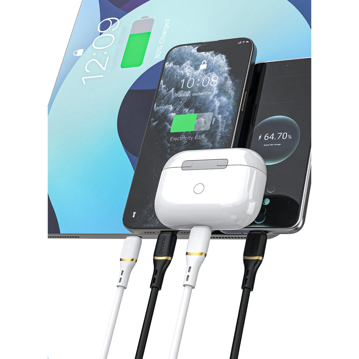Cablu Date si Incarcare USB-C - USB-C Dudao L25C, 30W, 1m, Alb