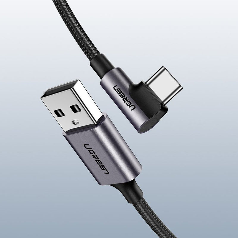 Cablu Date si Incarcare USB-A - USB-C UGREEN US284 Angled, 18W, 3m, Gri