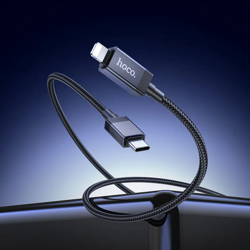 Cablu Date si Incarcare USB-C - Lightning HOCO X118 Display, 27W, 1m, Negru