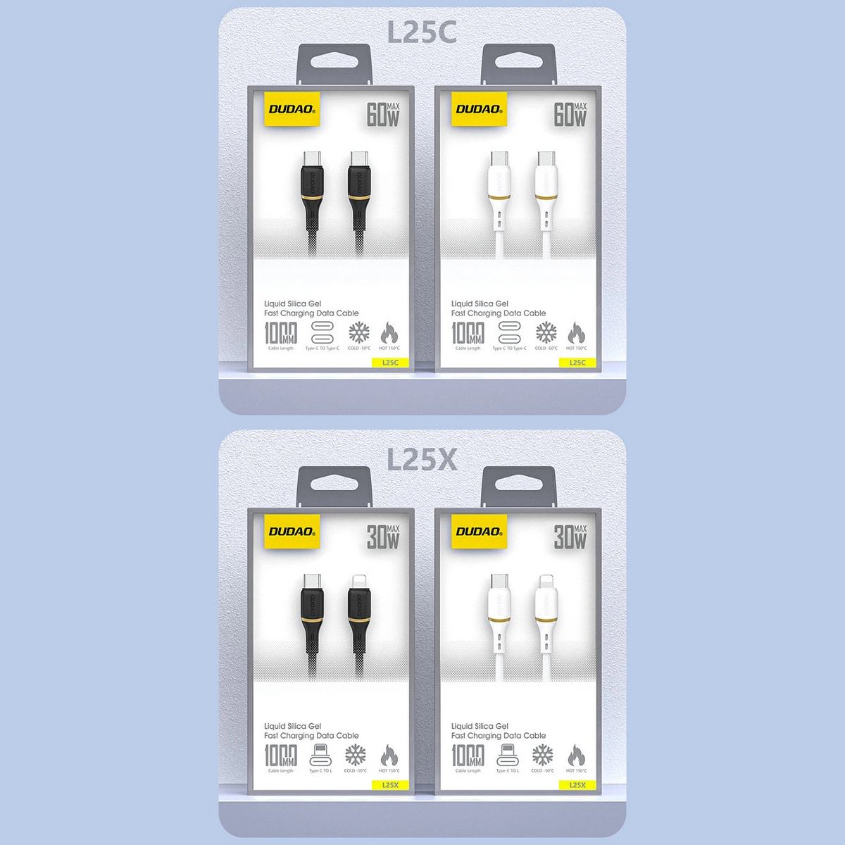 Cablu Date si Incarcare USB-C - USB-C Dudao L25C, 30W, 1m, Alb