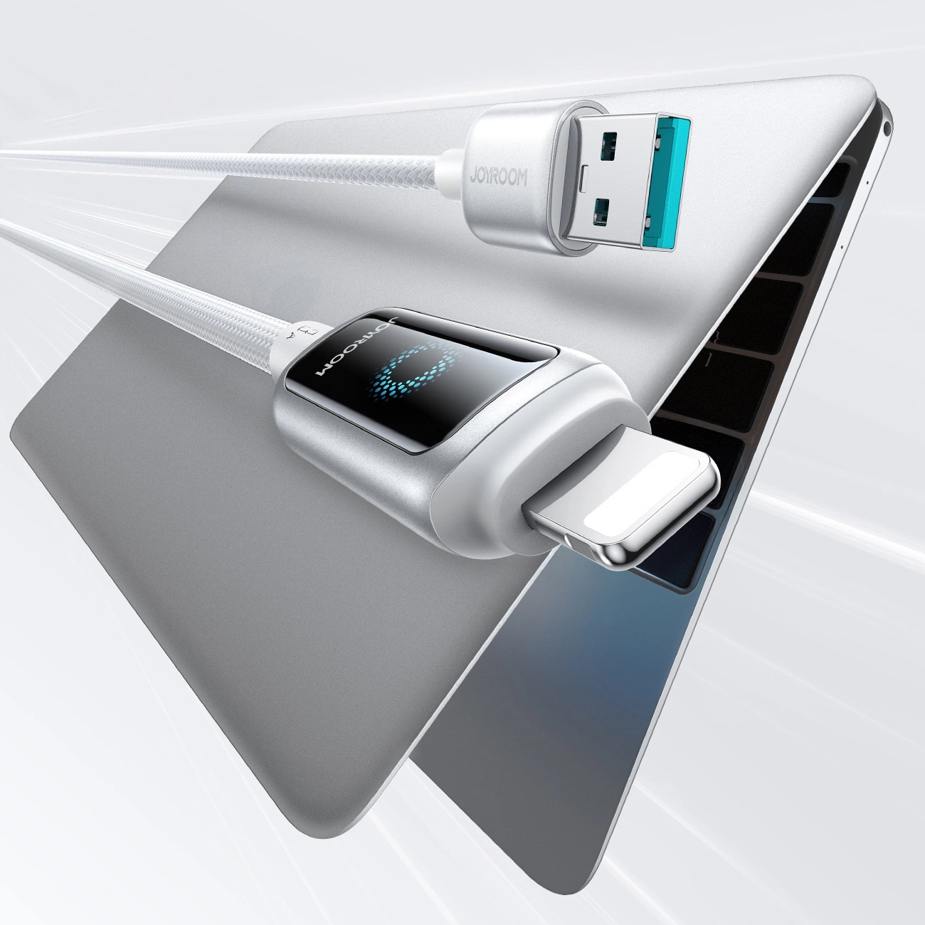 Cablu Date si Incarcare USB-A - Lightning Joyroom S-A55 StarFlight Display, 18W, 1.2m, Alb